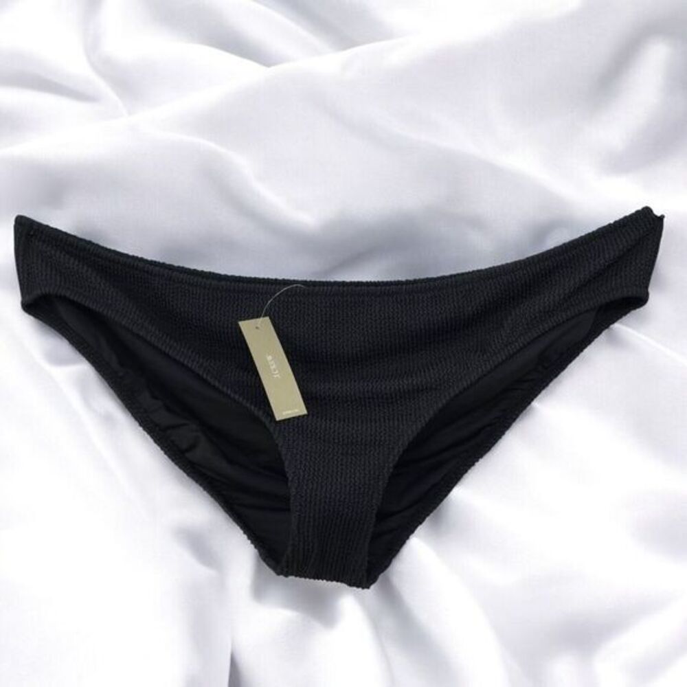 J Crew Womens Textured Hipster Full Coverage Bikini Bottom Size 2X Black NWT